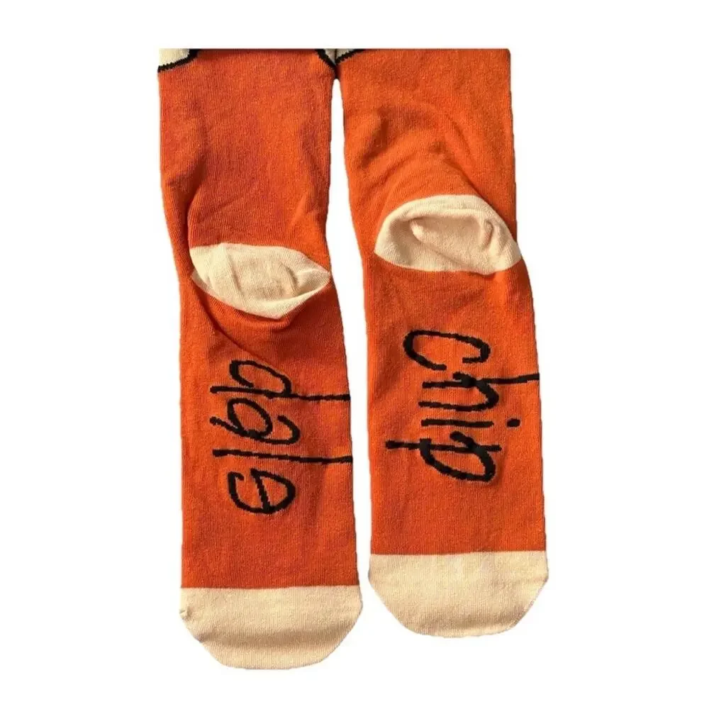 Disney Parks Chip & Dale Crew Socks Adult Unisex Orange New Halloween Rare